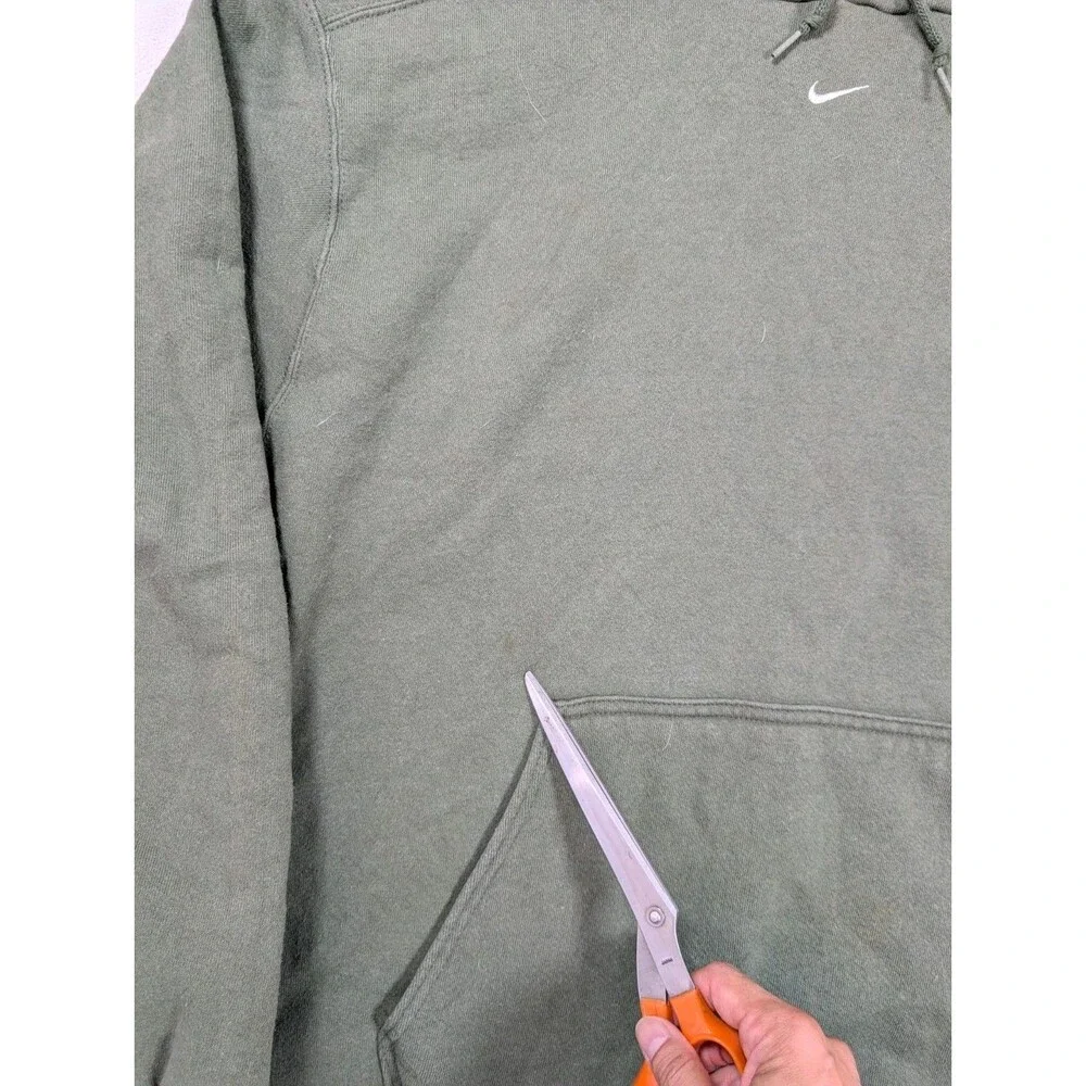 Vintage 90s Nike Center Swoosh Hoodie Olive Green XXL 2XL White Logo Streetwear